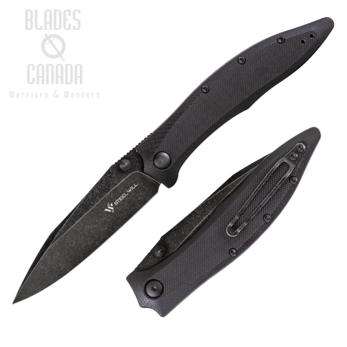 Steel Will Gienah Folding Knife, D2 Black SW, G10 Black, F53-18